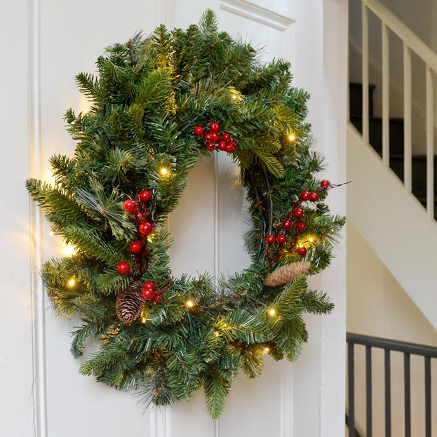 Berry and Pine LED Wreath (4651937562684)