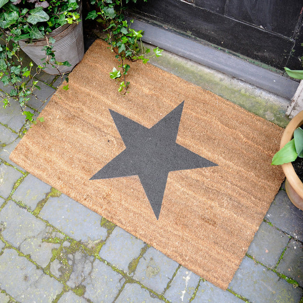 Large Black Star Coir Doormat (4649457844284)