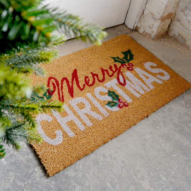 Merry Christmas Coir Doormat (4650097377340)