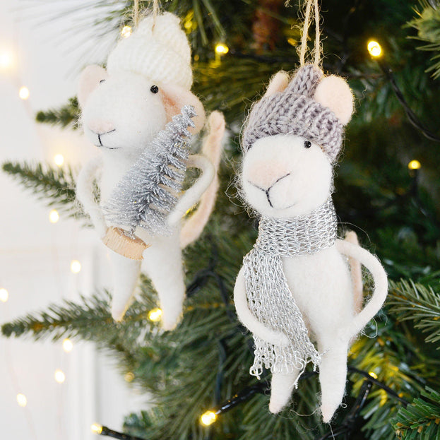 Mouse with Silver Tree Hanging Decoration (4653371129916)