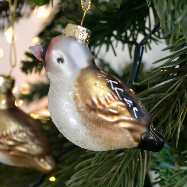 Set of 6 Hanging Glass Partridges Tree Decorations (4653378273340)