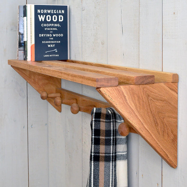 Oak Coat Rack with Shelf (4649459089468)