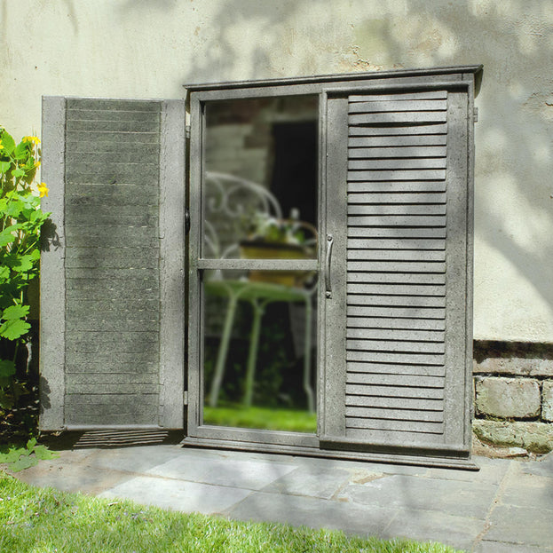 Outdoor Aged Mirror with Shutters (4651349442620)