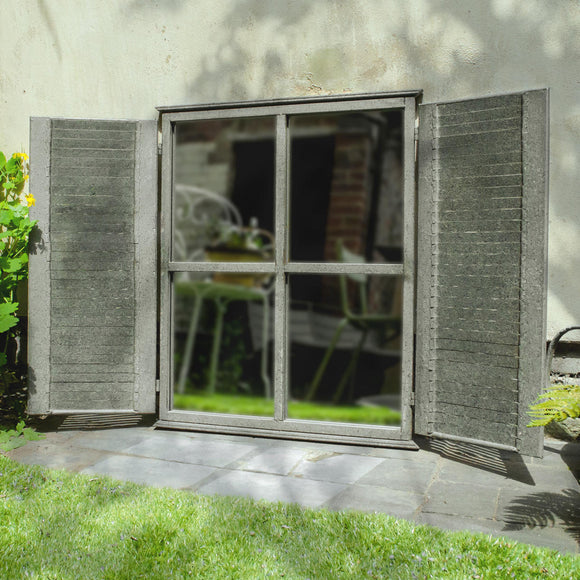 Outdoor Aged Mirror with Shutters (4651349442620)