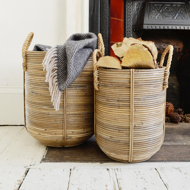 Rattan Planters with Rope Handles (4651877695548)