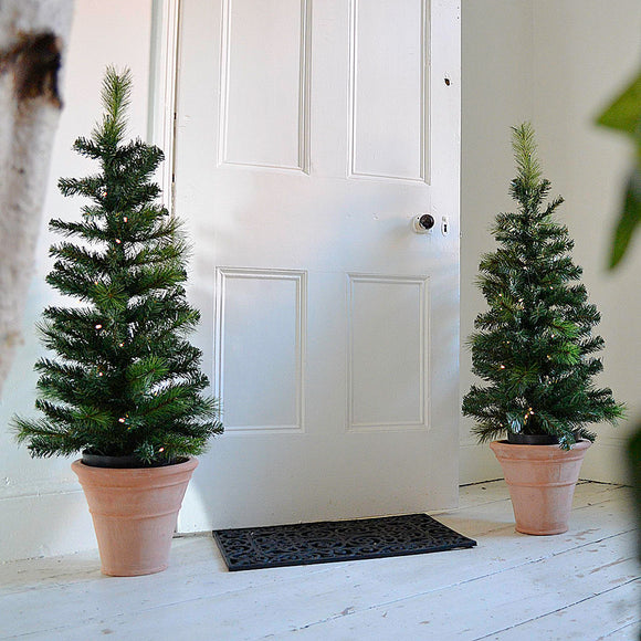 Pair of Pre-Lit Pine LED Doorstep Christmas Trees (6679718297660)