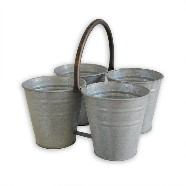 Four Pot Plant Holder in Aged Zinc (4649472557116)