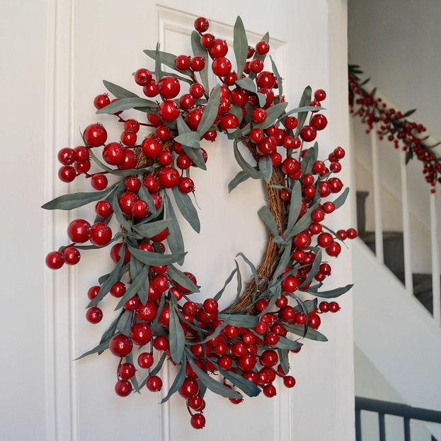 Cranberry and Olive Leaf Wreath (6649874874428)
