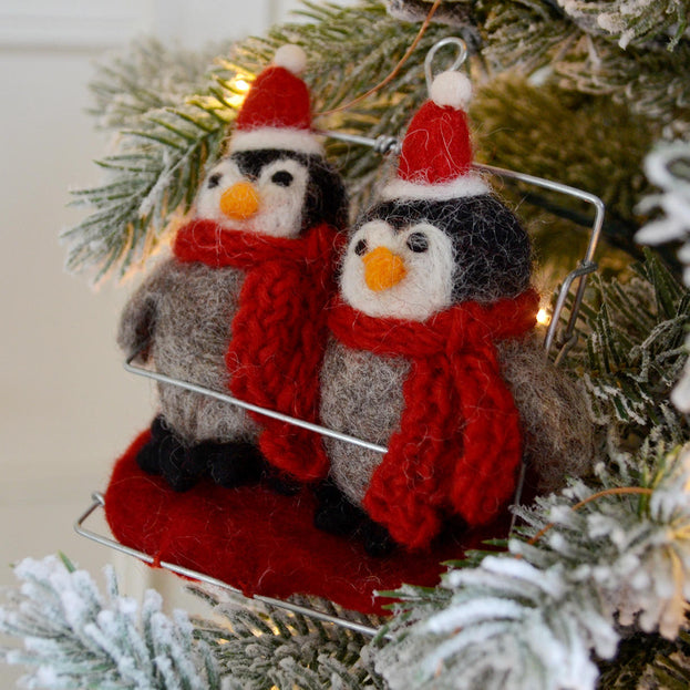 Ski Pals Penguins Felt Decoration (6639601942588)