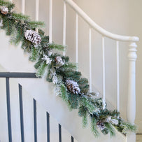 Large Snowy Tipped Pinecone Garland (6649942933564)