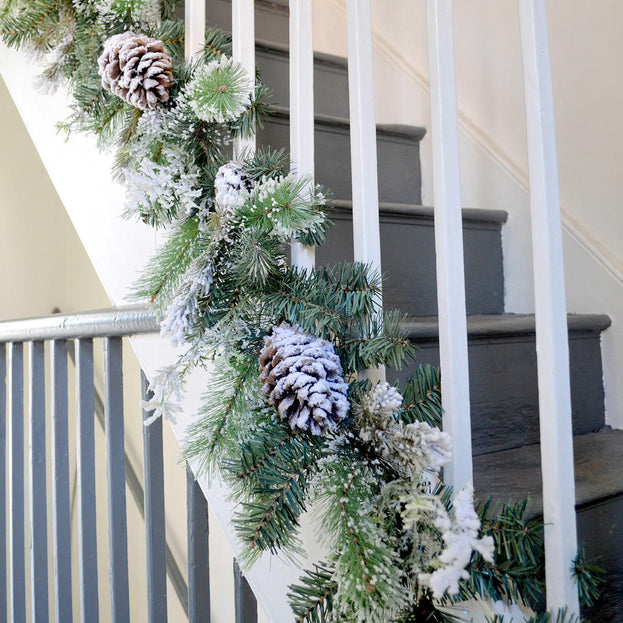 Large Snowy Tipped Pinecone Garland (6649942933564)
