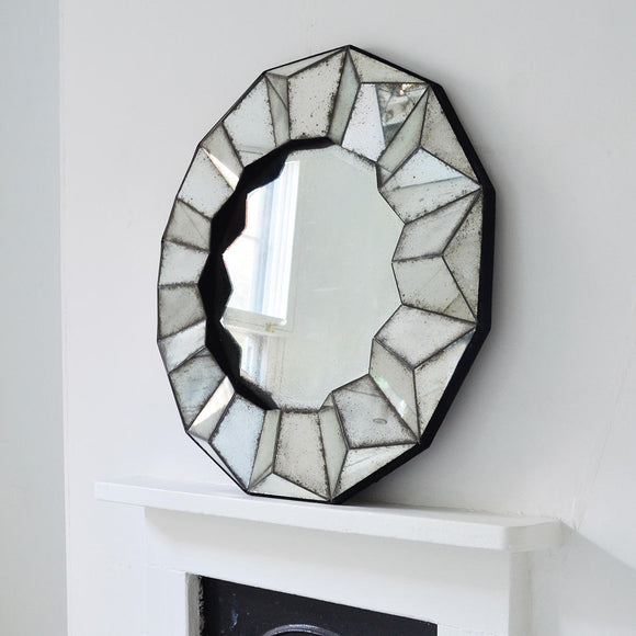 Sunburst Antiqued Round Mirror (4651877302332)