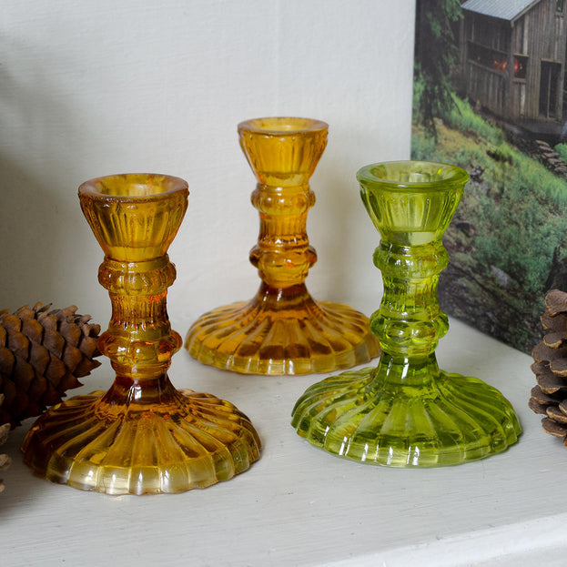 Vintage French Styled Glass Candlesticks (7207910572092)