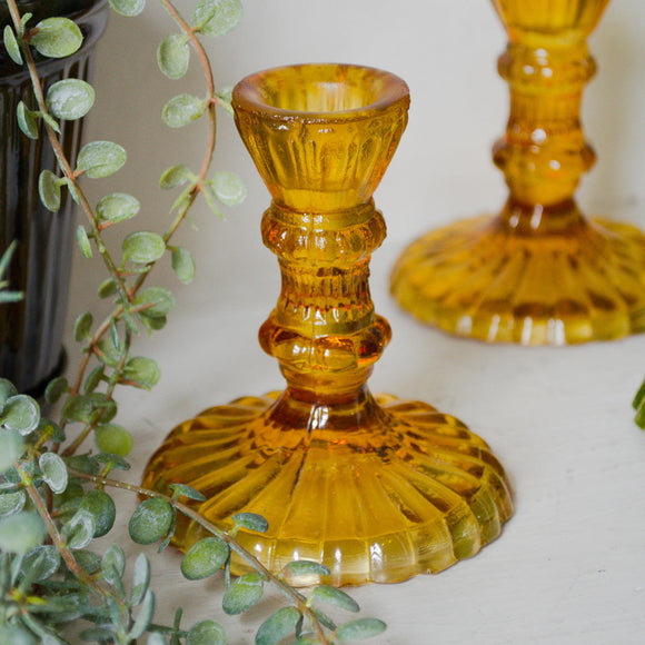 Vintage French Styled Glass Candlesticks (7207910572092)