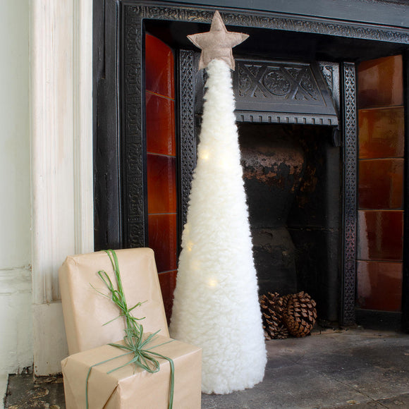 Winter White Faux Fur Cone Tree (7155736313916)