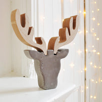 Concrete Reindeer Head with Wood Antlers (4651166892092)