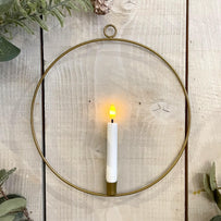Hanging Gold Ring with Flickering LED Candle (7012211687484)