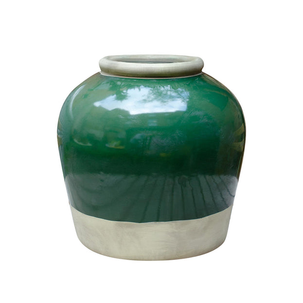 Olive Green Glazed Stone Urn (7178178854972)