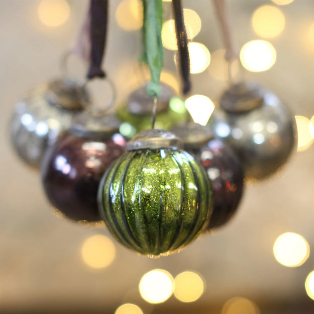 Artisan Coloured Glass Baubles set of 6 (4650108551228)