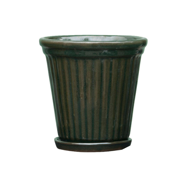 Green Pot Ribbed Small Buy Ribbed Glazed Plant Pot — The Worm that Turned - revitalising your ...