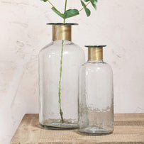 Rustic Open Necked Bottle with Brass Collar (4651881922620)