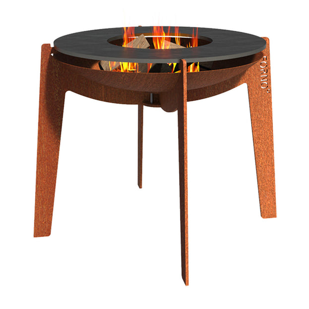 Corten Cooking Fire Bowl on Legs with Cooking Ring (6588080390204)