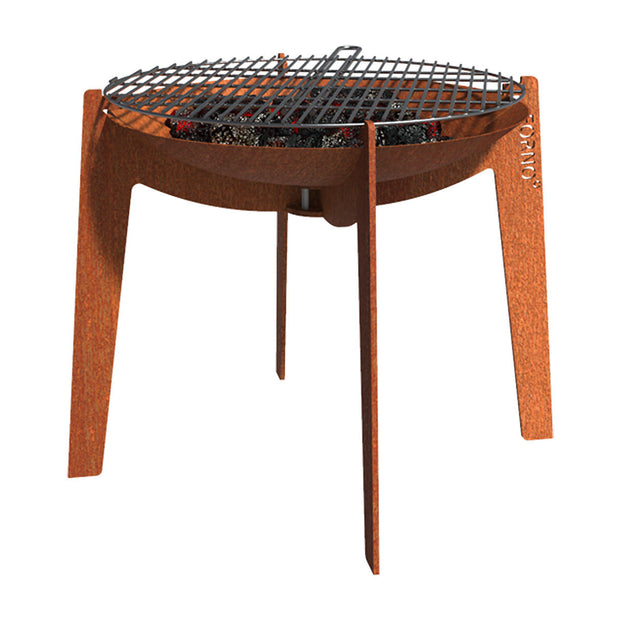 Corten Cooking Fire Bowl on Legs with Grill (6588080652348)