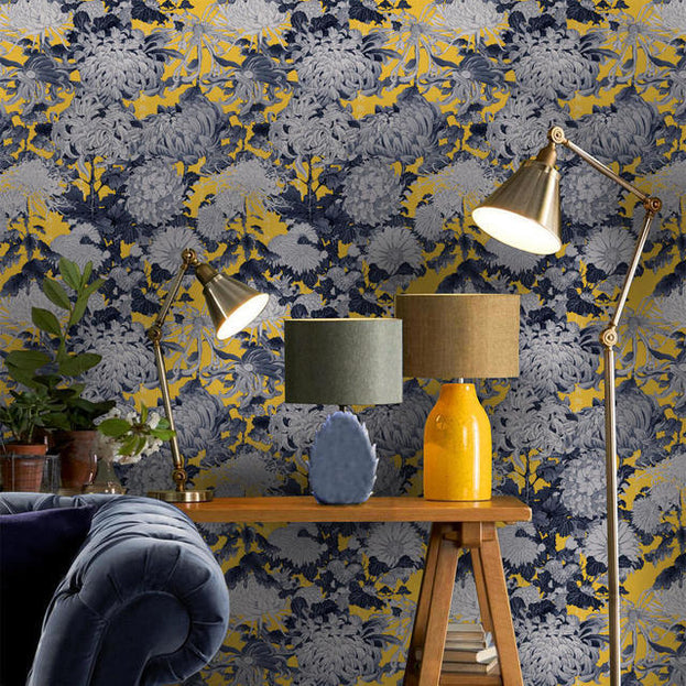 Chrysathemums Yellow Feature Wallcovering (4649528066108)