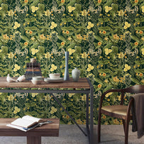 Mimulus Anthracite Feature Wallcovering (4649528197180)