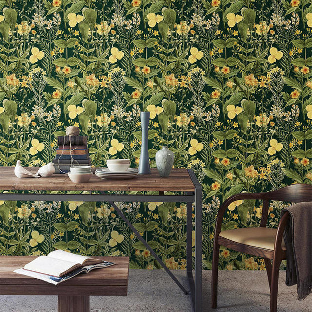 Mimulus Anthracite Feature Wallcovering (4649528197180)