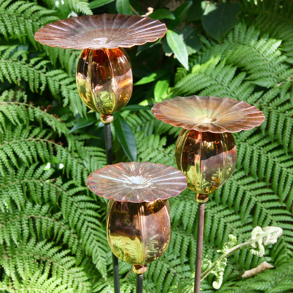 copper flower sculptures