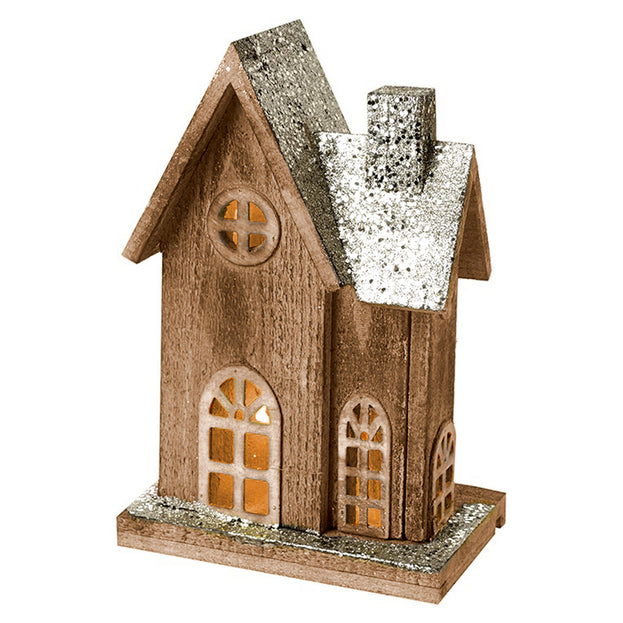 Glittery Wooden Nordic Cottage with LED Lights (7153040523324)