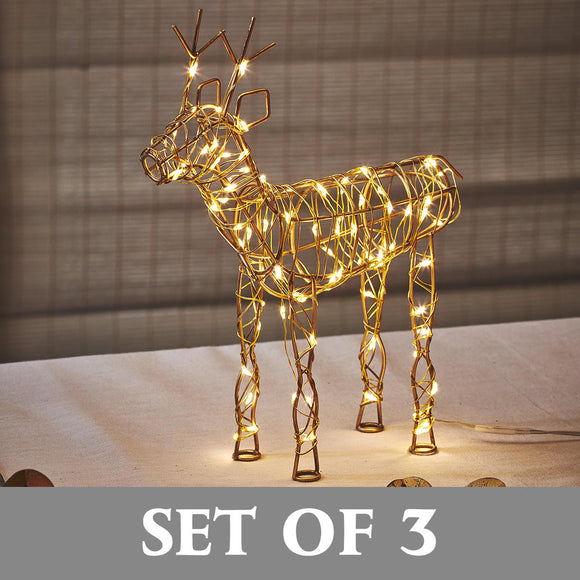 Gold Standing LED Reindeer Table Decoration Set of 3 (7087633858620)