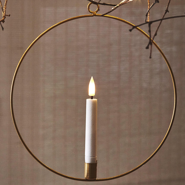 Hanging Gold Ring with Flickering LED Candle (7012211687484)