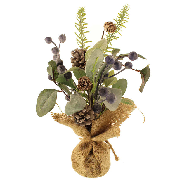 Blueberry Floral Arrangement in Hessian Sack (7022664024124)