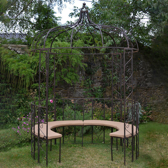 Ornate Metal Gazebo with Seating (4652505202748)